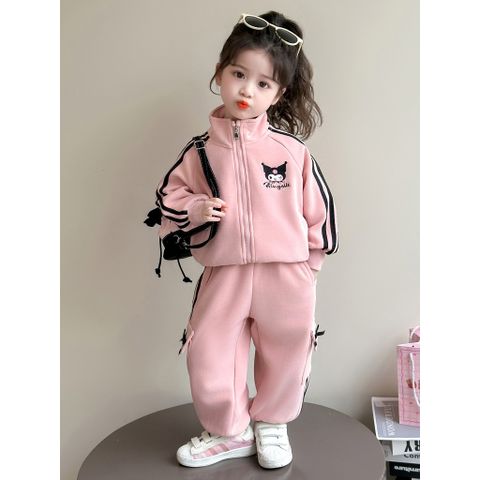 Hàng QC - Set bộ bé gái nỉ kuromi dễ thương đáng yêu viền tay kẻ ấm áp dày dặn mùa đông