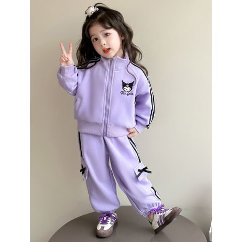 Hàng QC - Set bộ bé gái nỉ kuromi dễ thương đáng yêu viền tay kẻ ấm áp dày dặn mùa đông