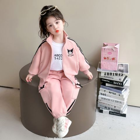 Hàng QC - Set bộ bé gái nỉ kuromi dễ thương đáng yêu viền tay kẻ ấm áp dày dặn mùa đông