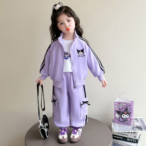 Hàng QC - Set bộ bé gái nỉ kuromi dễ thương đáng yêu viền tay kẻ ấm áp dày dặn mùa đông