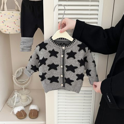 Hàng QC Áo len cardigan ngôi sao dễ thương xinh xắn ấm áp dày dặn kèm quần legging len mùa đông cho bé gái