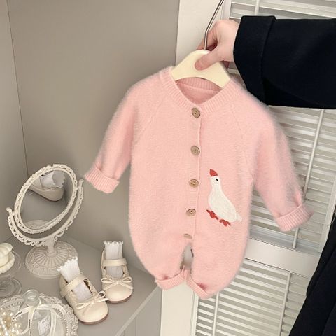 Hàng QC - Áo liền thân len body suit vịt cute dễ thương ấm áp mùa đông cho bé gái