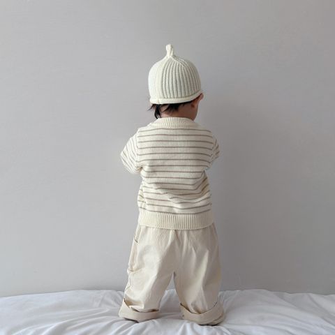 Hàng QC Áo len kẻ cổ tròn vintage basic hàn quốc dày dặn ấm áp cho bé trai bé gái thu đông