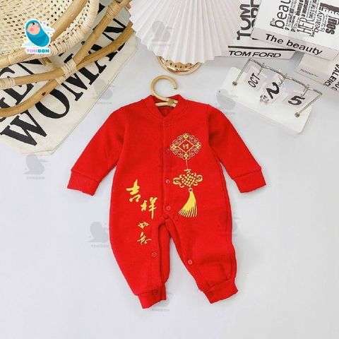 Hàng QC- Bodysuit đỏ phong cách Tết dày dặn ấm áp cho bé trai bé gái mặc đi chơi