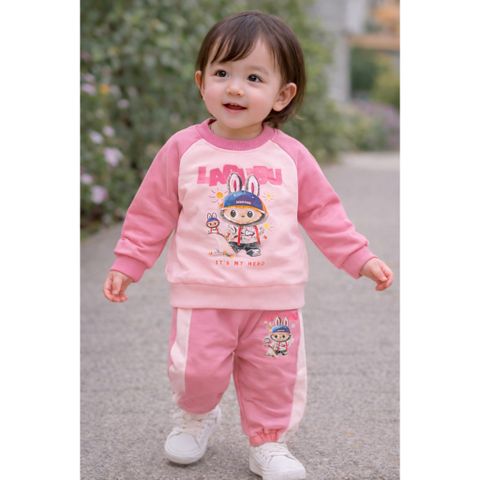 Set bộ nỉ labubu cho bé gái xinh xắn đáng yêu 10-30kg ấm áp dày dặn dễ thương