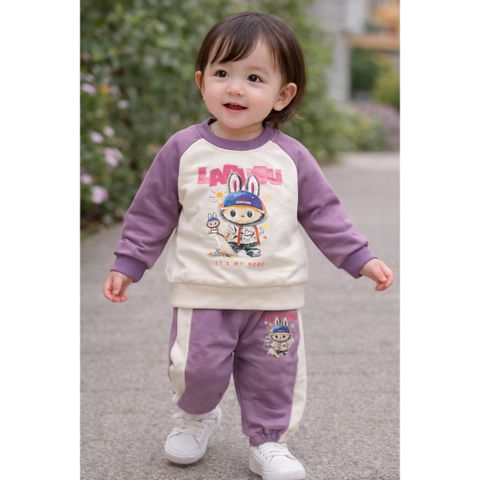 Set bộ nỉ labubu cho bé gái xinh xắn đáng yêu 10-30kg ấm áp dày dặn dễ thương