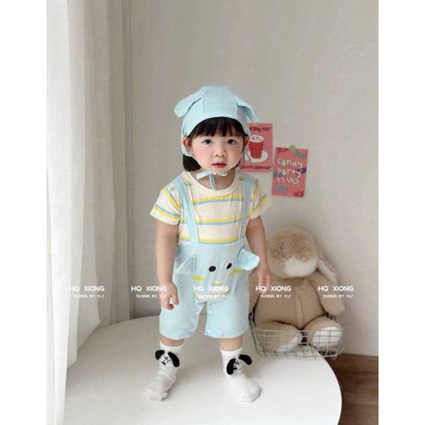 Bodysuit voi con cute đáng yêu kẻ kèm mũ dễ thương cho bé trai phong cách hàn quốc mùa hè