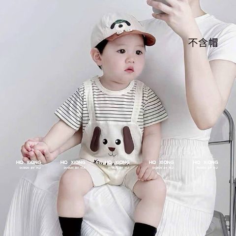 Bodysuit chó con cute đáng yêu kẻ kèm mũ dễ thương cho bé trai phong cách hàn quốc mùa hè