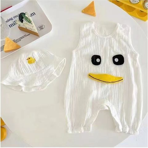 Hàng QC - Set bodysuit vịt ba lỗ cute đáng yêu dễ thương cho bé đũi kèm mũ mùa hè phong cách hàn quốc hot hit