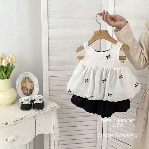 Set bộ đũi nơ xinh xắn dễ thương mát mẻ mùa hè phong cách ulzzang hàn quốc 8-20kg kèm ảnh thật