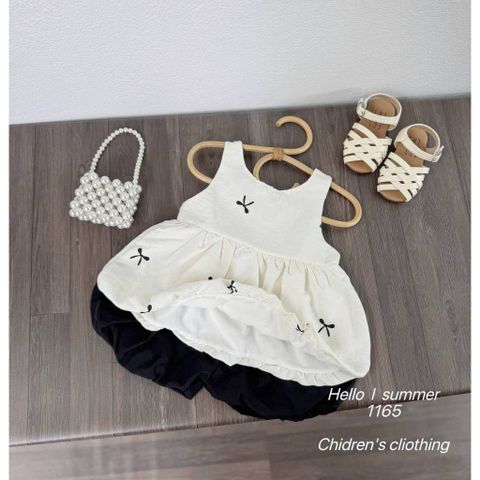 Set bộ đũi nơ xinh xắn dễ thương mát mẻ mùa hè phong cách ulzzang hàn quốc 8-20kg kèm ảnh thật