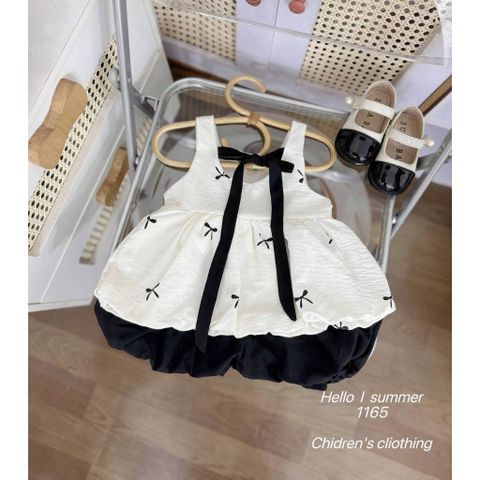 Set bộ đũi nơ xinh xắn dễ thương mát mẻ mùa hè phong cách ulzzang hàn quốc 8-20kg kèm ảnh thật