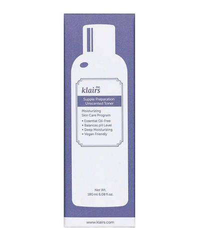  Nước Hoa Hồng Klairs Supple Preparation - Toner Chiết Xuất Tự Nhiên, Giúp Se Khít Lỗ Chân Lông & Cấp Ẩm Chuyên Sâu - 180ml
