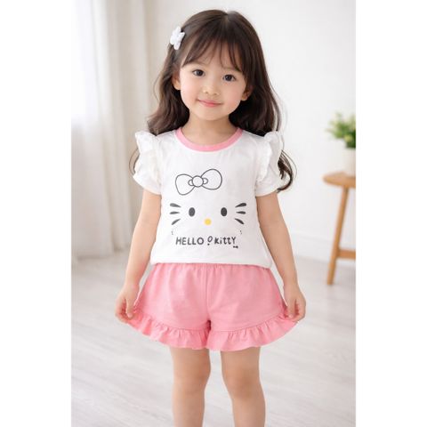 Set bộ cánh tiên bèo hello kitty xinh xắn dễ thương cotton mát mẻ mùa hè đáng yêu cho bé gái kèm ảnh thật