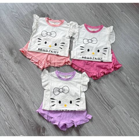 Set bộ cánh tiên bèo hello kitty xinh xắn dễ thương cotton mát mẻ mùa hè đáng yêu cho bé gái kèm ảnh thật