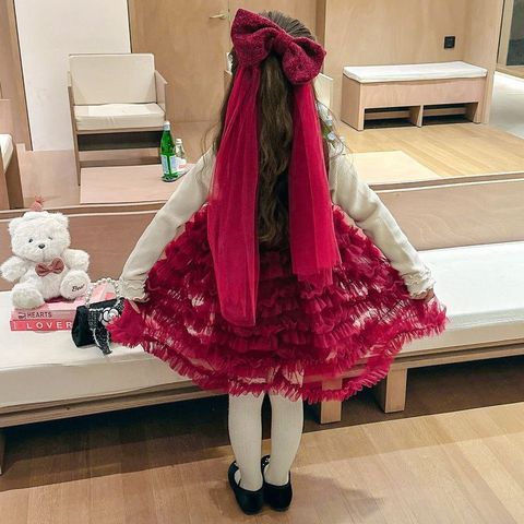 Hàng QCCC Set váy voan kèm áo len và nơ xinh xắn công chúa dễ thương cho bé gái thu đông mặc đi chơi Tết noel