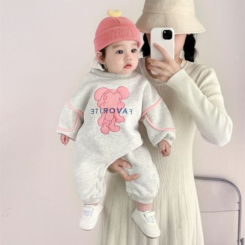 Hàng QC Bodysuit áo liền thân nỉ lót lông cừu voi con cute hoạt hình dễ thương cho bé gái bé trai hàn quốc