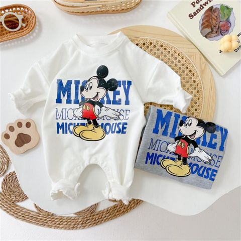Hàng QC - Bodysuit nỉ dài tay micky ấm áp dày dặn thu đông hoạt hình đáng yêu dễ thương cho bé