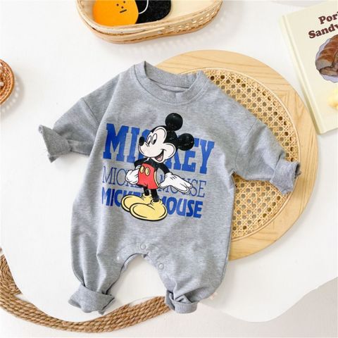 Hàng QC - Bodysuit nỉ dài tay micky ấm áp dày dặn thu đông hoạt hình đáng yêu dễ thương cho bé