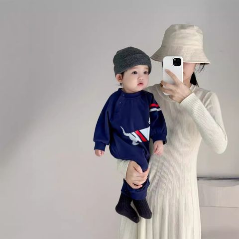 Hàng QC Bodysuit phối kẻ nỉ áo liền thân chó cute đáng yêu cho bé trai bé gái phong cách hàn quốc