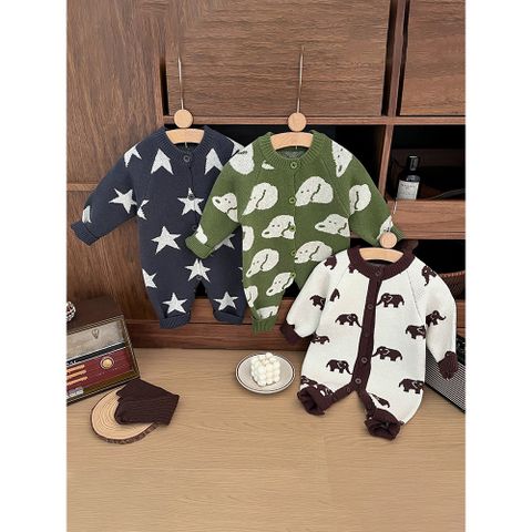 Hàng QC Bodysuit len hoạt hình gấu voi cute đáng yêu áo liền thân ngôi sao cho bé ấm áp dày dặn mùa đông