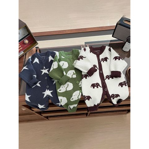 Hàng QC Bodysuit len hoạt hình gấu voi cute đáng yêu áo liền thân ngôi sao cho bé ấm áp dày dặn mùa đông