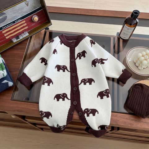 Hàng QC Bodysuit len hoạt hình gấu voi cute đáng yêu áo liền thân ngôi sao cho bé ấm áp dày dặn mùa đông
