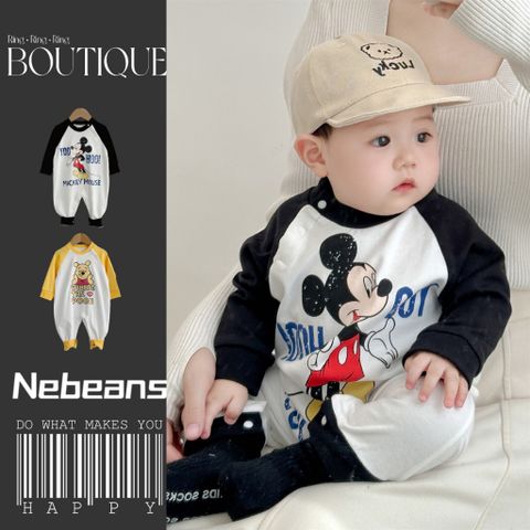 Hàng QC - Set body micky kèm mũ áo liền thân cho bé trai nỉ ấm áp mùa đông thời trang hàn quốc