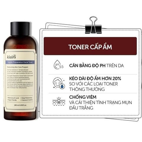 Nước Hoa Hồng Toner Klairs Supple Preparation - Cung Cấp Độ Ẩm, Giảm Kích Ứng, Phù Hợp Da Nhạy Cảm, Chăm Sóc Da Hàng Ngày
