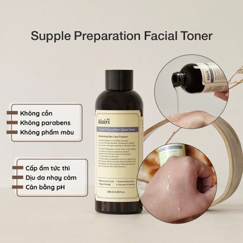 Nước Hoa Hồng Toner Klairs Supple Preparation - Cung Cấp Độ Ẩm, Giảm Kích Ứng, Phù Hợp Da Nhạy Cảm, Chăm Sóc Da Hàng Ngày