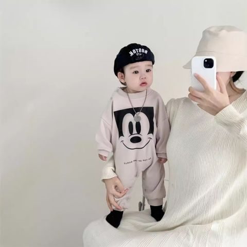 Hàng QC Body suit nỉ áo liền thân micky hoạt hình cute đáng yêu dày dặn thu đông cho bé trai bé gái