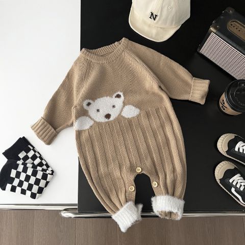 Hàng QC - Bodysuit len gấu áo liền thân cute đáng yêu ấm áp dày dặn mùa đông dễ thương cho bé