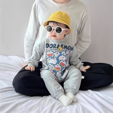 Hàng QC Set body suit áo liền thân lót nỉ doremon kèm mũ và tất thu đông đáng yêu dễ thương cho bé