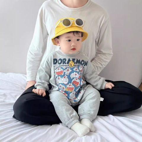 Hàng QC Set body suit áo liền thân lót nỉ doremon kèm mũ và tất thu đông đáng yêu dễ thương cho bé