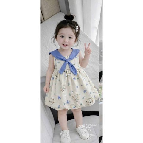 Váy đũi nơ thỏ thủy thủ xinh xắn đáng yêu cute mát mẻ cho bé gái phong cách hàn quốc mùa hè