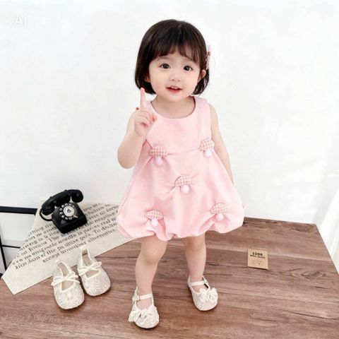 Váy đũi hồng cây nấm cute đáng yêu xinh xắn mát mẻ thoáng khí mùa hè cho bé gái 10-30kg kèm ảnh thật