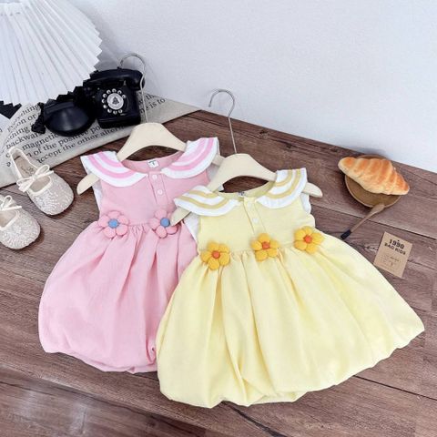Váy ba lỗ đũi hello kitty đính hoa dáng bí bom xinh xắn điệu đà mát mẻ mùa hè cho bé gái 10-30kg kèm ảnh thật