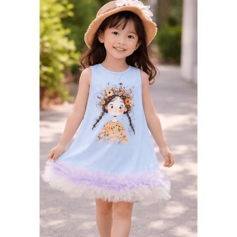Váy ba lỗ cô gái công chúa voan tầng bồng xinh xắn dễ thương mát mẻ mùa hè cho bé gái