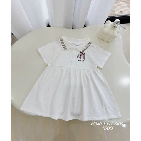 Set váy thun cotton cổ polo chó con dáng xòe mát mẻ xinh xắn đáng yêu phong cách hàn quốc mùa hè cho bé gái