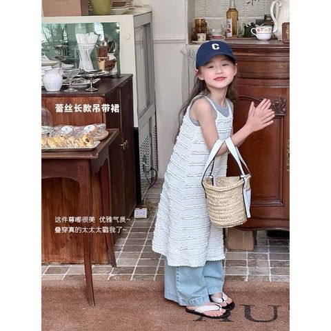 Hàng QC - Váy hai dây ren hoa tầng xinh xắn điệu đà vintage hàn quốc mùa hè cho bé gái