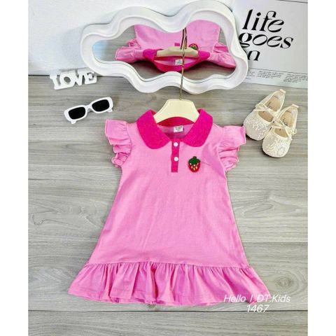 Váy đầm bé gái cotton cánh tiên quả dâu bèo dáng xòe xinh xắn đáng yêu mùa hè phong cách hàn quốc