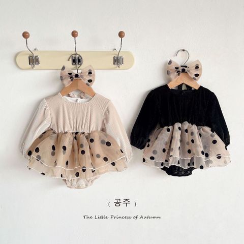 Hàng QC - Váy bodysuit chấm bi xinh xắn thu đông đáng yêu dễ thương phong cách công chúa bé gái