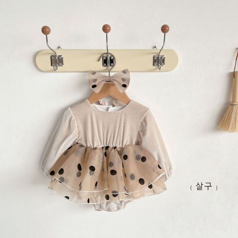 Hàng QC - Váy bodysuit chấm bi xinh xắn thu đông đáng yêu dễ thương phong cách công chúa bé gái