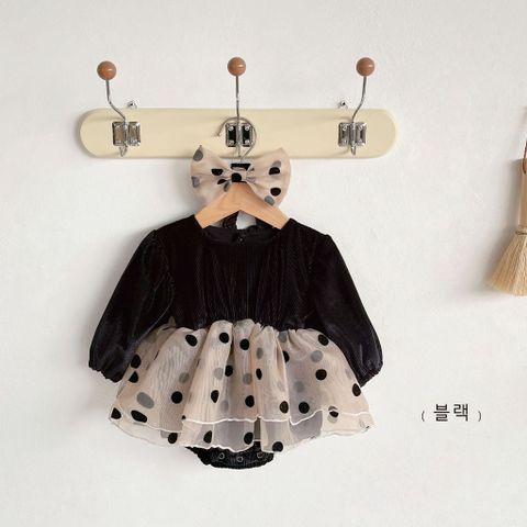 Hàng QC - Váy bodysuit chấm bi xinh xắn thu đông đáng yêu dễ thương phong cách công chúa bé gái