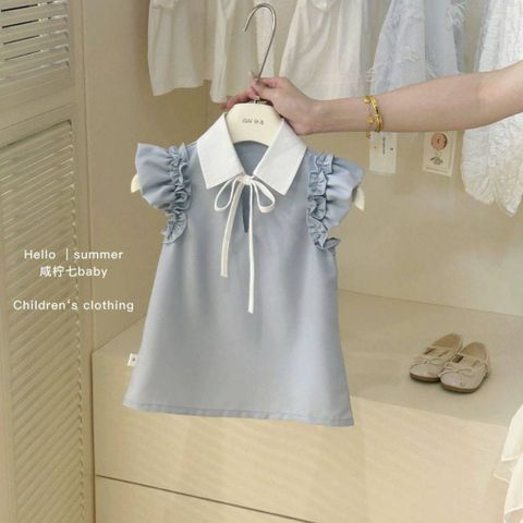 Hàng QC - Váy đầm bé gái cánh tiên cổ polo buộc nơ xinh xắn dễ thương điệu đà mùa hè hàn quốc