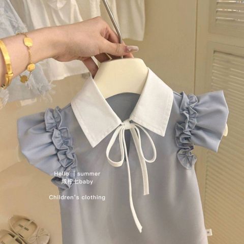 Hàng QC - Váy đầm bé gái cánh tiên cổ polo buộc nơ xinh xắn dễ thương điệu đà mùa hè hàn quốc