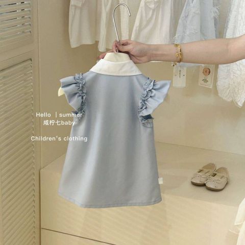 Hàng QC - Váy đầm bé gái cánh tiên cổ polo buộc nơ xinh xắn dễ thương điệu đà mùa hè hàn quốc