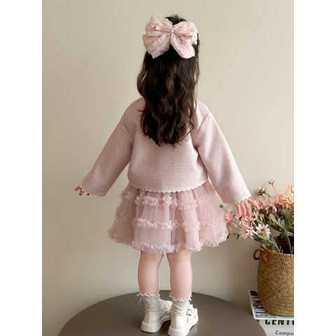 Hàng QC Set váy áo voan bồng bềnh điệu đà công chúa xinh xắn dễ thương kèm áo khoác ngoài thu đông hàn quốc cho bé gái