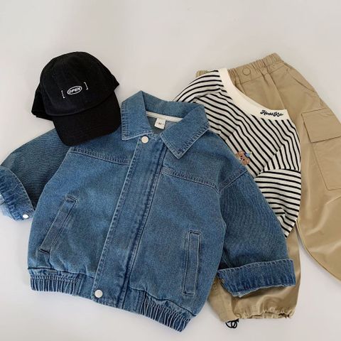 Hàng QC - Áo khoác jean denim trơn basic phong cách hàn quốc mặc thu đông cho bé trai
