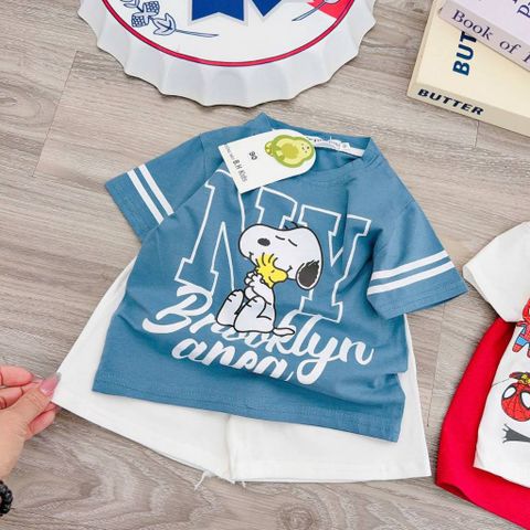 Bộ thun cotton chó con dog cute dễ thương đáng yêu phong cách hàn quốc mùa hè mát mẻ cho bé
